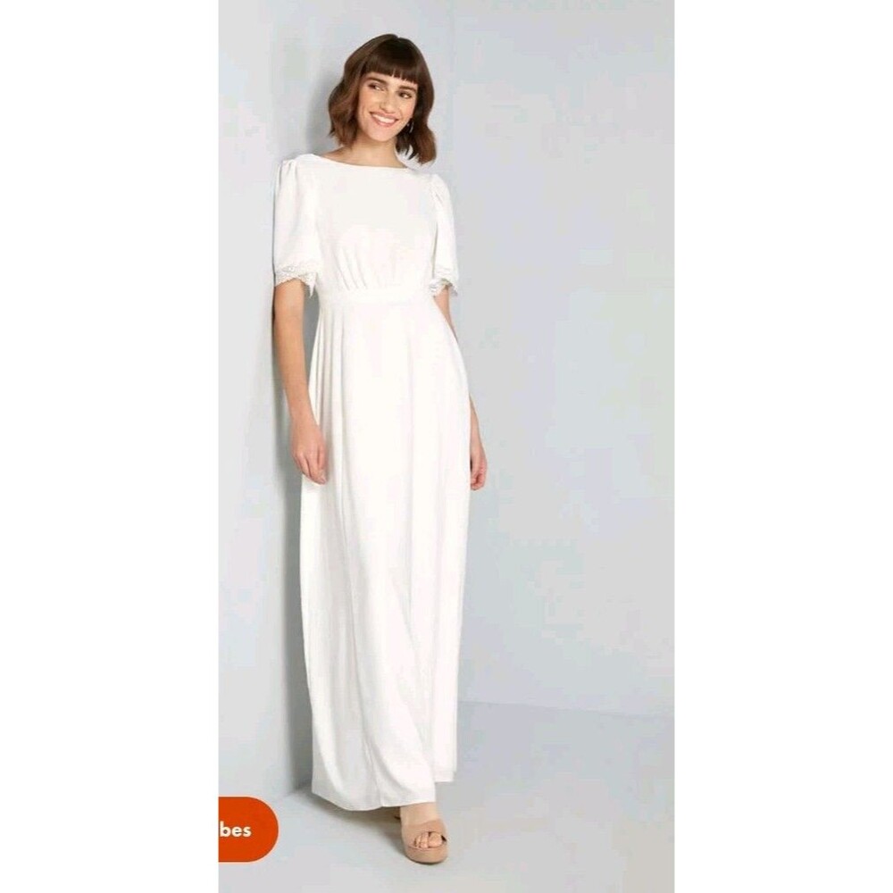 NWT ModCloth Size 0 Lace You Down the Aisle Maxi Dress White